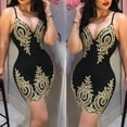 thumbnail image 2 of CAROOTU Femmes Sans Manches Bandage Robe Bodycon Floral Soirée Cocktail Club Mini Robe, 2 of 7