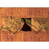 Ahgly Company Indoor Rectangle Abstract Orange Modern Area Rugs, 5' x 8'