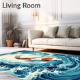 thumbnail image 2 of ODIKA 4'x6' Machine Washable Non-Slip Area Rug, Koi Pond Serenity Artistic Fish Entry Foyer Accent High Traffic Rug, Blue, 101956, 2 of 5