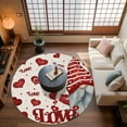 thumbnail image 2 of Valentine's Day Washable Area Rug&nbsp;3 ft Romantic Red Hat Gnome Red Plaid Dots Love Heart Linen Texture Soft Round&nbsp;Rugs for Living Room, Non Slip Carpet for Bedroom&nbsp;Entryway Dining Room, 2 of 9