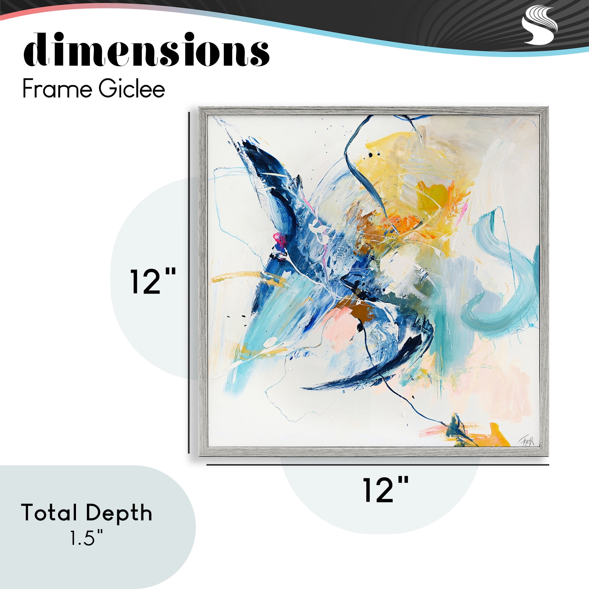 Confident Blue Abstraction Gray Framed Giclee Art, design by Design Fabrikken