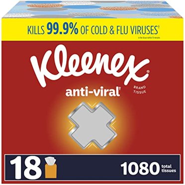 Kleenex Anti-Viral Facial Tissues - 18 Cube Boxes (1,080 Tissues)