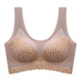thumbnail image 1 of Bigersell Sports Bra for Women Girls Women Top Bra Wire-Free Underwear Vest Style Sport Lingerie Female Padded Bralette Women's Plus Nylon Bralette Bra Style 583, Khaki L, 1 of 4