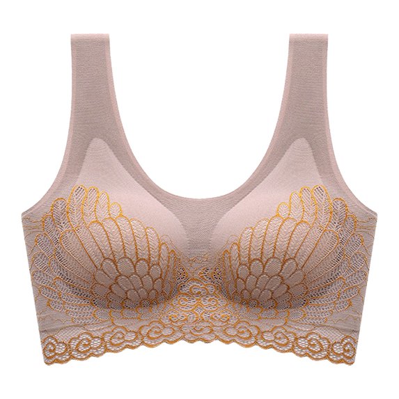 Bigersell Sports Bra for Women Girls Women Top Bra Wire-Free Underwear Vest Style Sport Lingerie Female Padded Bralette Women's Plus Nylon Bralette Bra Style 583, Khaki L
