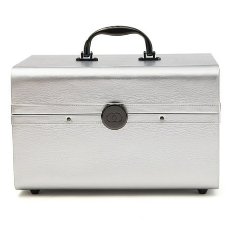 Caboodles Life & Style Cosmetic Train Case, Silver, Large