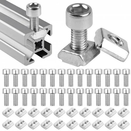 40pk M5 T-Slot Nuts - 6-Type Set w/ Screws for 2020 Aluminium Profiles
