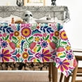 thumbnail image 4 of Mexico Tablecloth 60x60 Inch Square, Halloween Cinco De Mayo Fiesta White Washable Seasonal Table Cover for Party Picnic Dinner Decor, 4 of 6