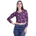 thumbnail image 4 of Moomaya Printed Round Neck Long Sleeve Crop Tops For Women Cotton Jersey T Shirt, 4 of 5
