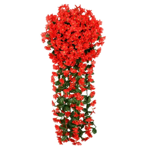 Flores artificiales de seda violetas para colgar en la pared, 18 cabezas de hortensias artificiales, decoración para balcón, ventana, hogar, sala de estar, estante, arreglo floral artificial