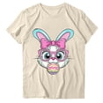 thumbnail image 2 of Ounisa Womens Short Sleeve T Shirt Crew Neck Easter Bunny Printed Cotton Loose Fit Casual Summer Trendy Tops S-2XL, 2 of 5