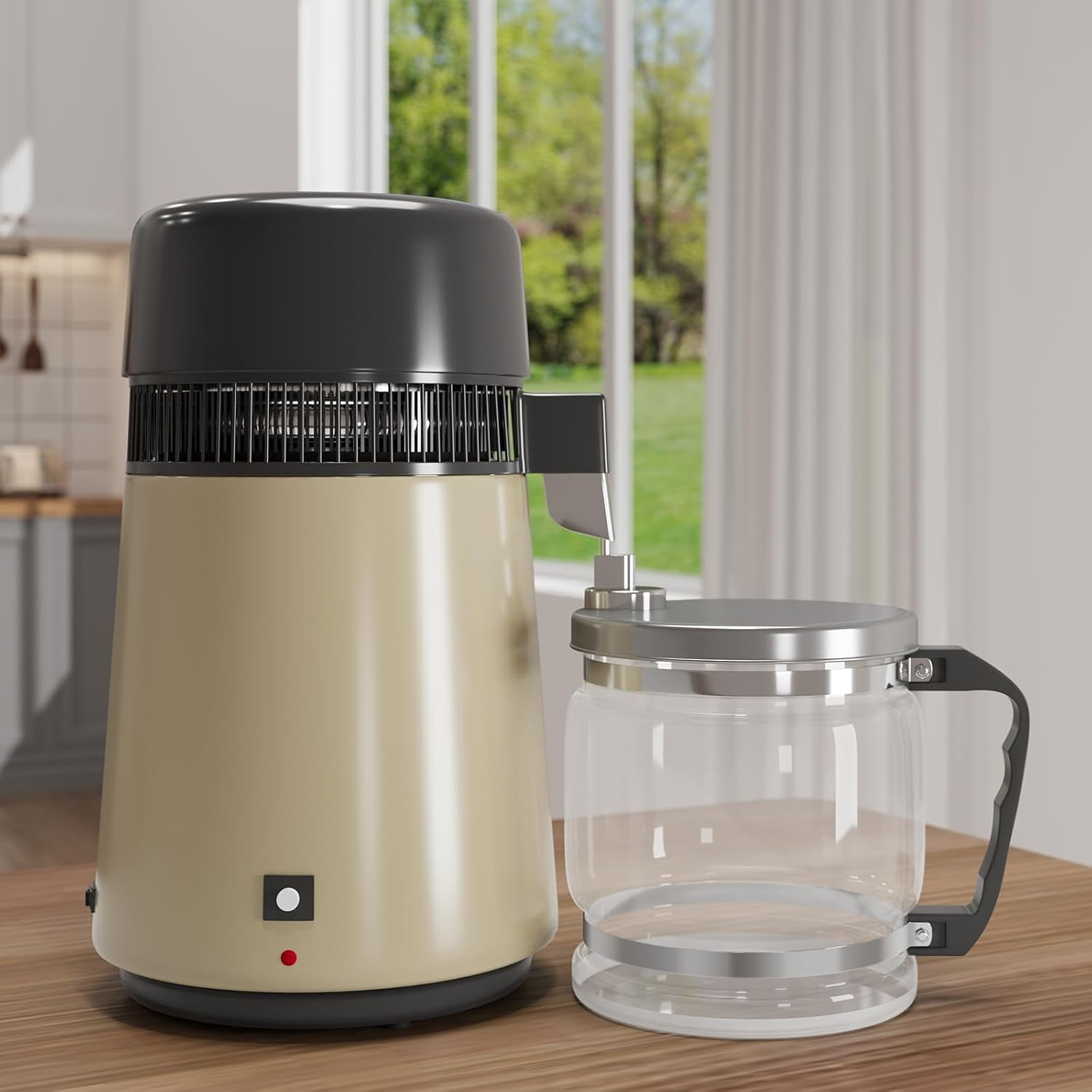 OUTGOODS Stainless Steel Water Distiller 4L 750W with Glass Jug, Gold/Red/Silver