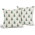 thumbnail image 2 of Christmas Tree Pillow Covers 18x18 Inch Green and Cream Christmas Decorative Throw Pillow Covers Set of 2 Winter Holiday Neutral Pillowcases Cushion Covers for Couch Indoor Outdoor Decor, 2 of 6
