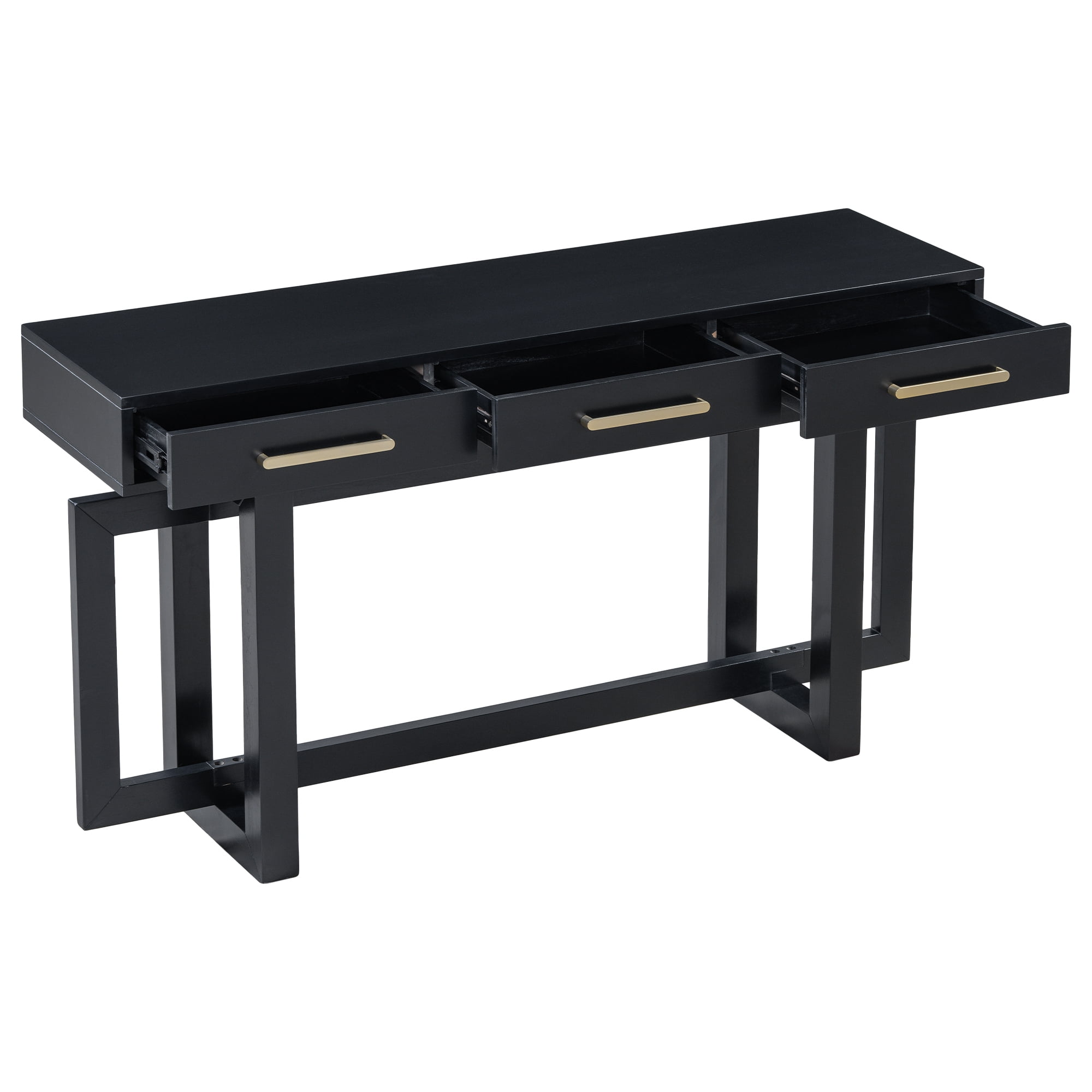 EUROCO 57" Long Console Table,Wood Sofa Table for Entryway with 3 Drawers for Living Room Hallway Foyer Office,Black