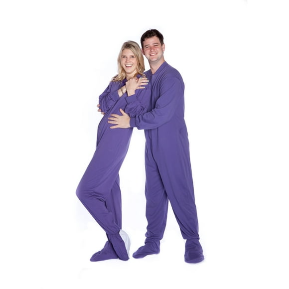 Big Feet Pjs Jersey Violet Tricot Pyjama Pied Adulte avec Rabat Arrière Dormeur