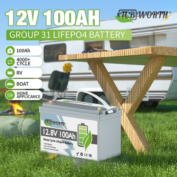 12V 100Ah LiFePO4 Lithium Battery,100A BMS,15000 Deep Cycles