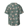 thumbnail image 2 of Xecao offers the Hedgehogs and Flowers for Men's Casual Short-sleeved Shirt, a button-up collared shirt with a pocket, perfect for beach vacations and yacht travel in the 4X-Large size., 2 of 7