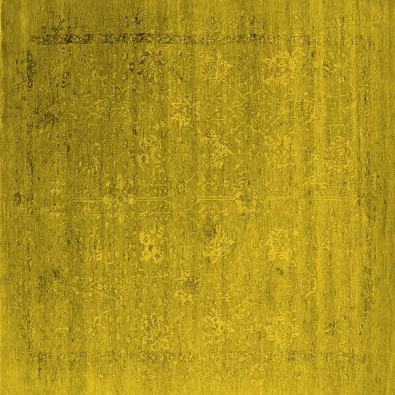 Ahgly Company Indoor Square Oriental Yellow Industrial Area Rugs, 3' Square