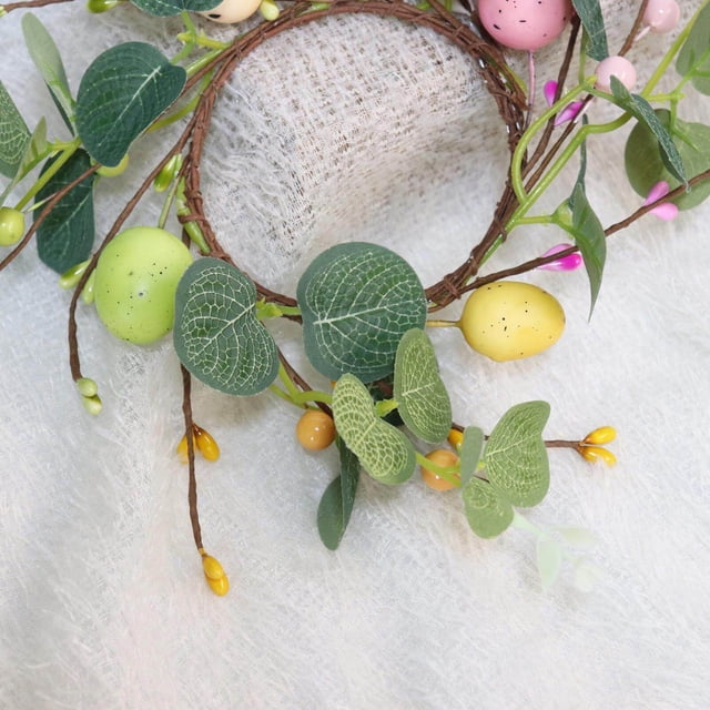 Easter Candle Rings Wreath Candleholder Decorations for Centerpiece Mini Hanging Room Dining Party Festival 18cm