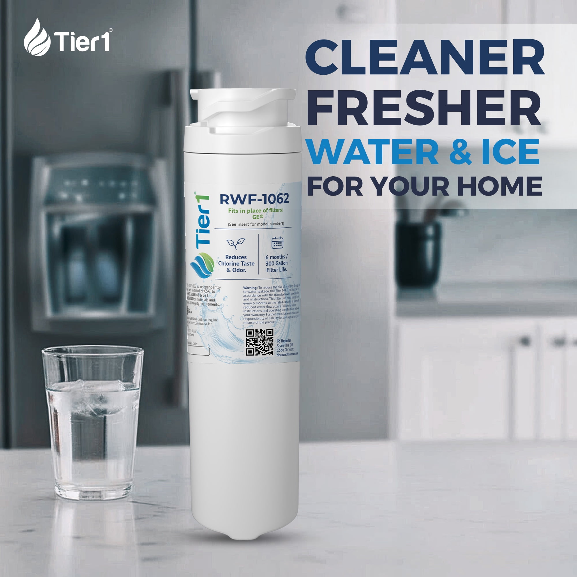 Tier1 MSWF Refrigerator Water Filter 3-pk | Replacement for GE MSWF SmartWater 101820A, 101821B, MSWFDS, WF282, EFF-6022A, SGF-G23, AP3997949, Fridge Filter