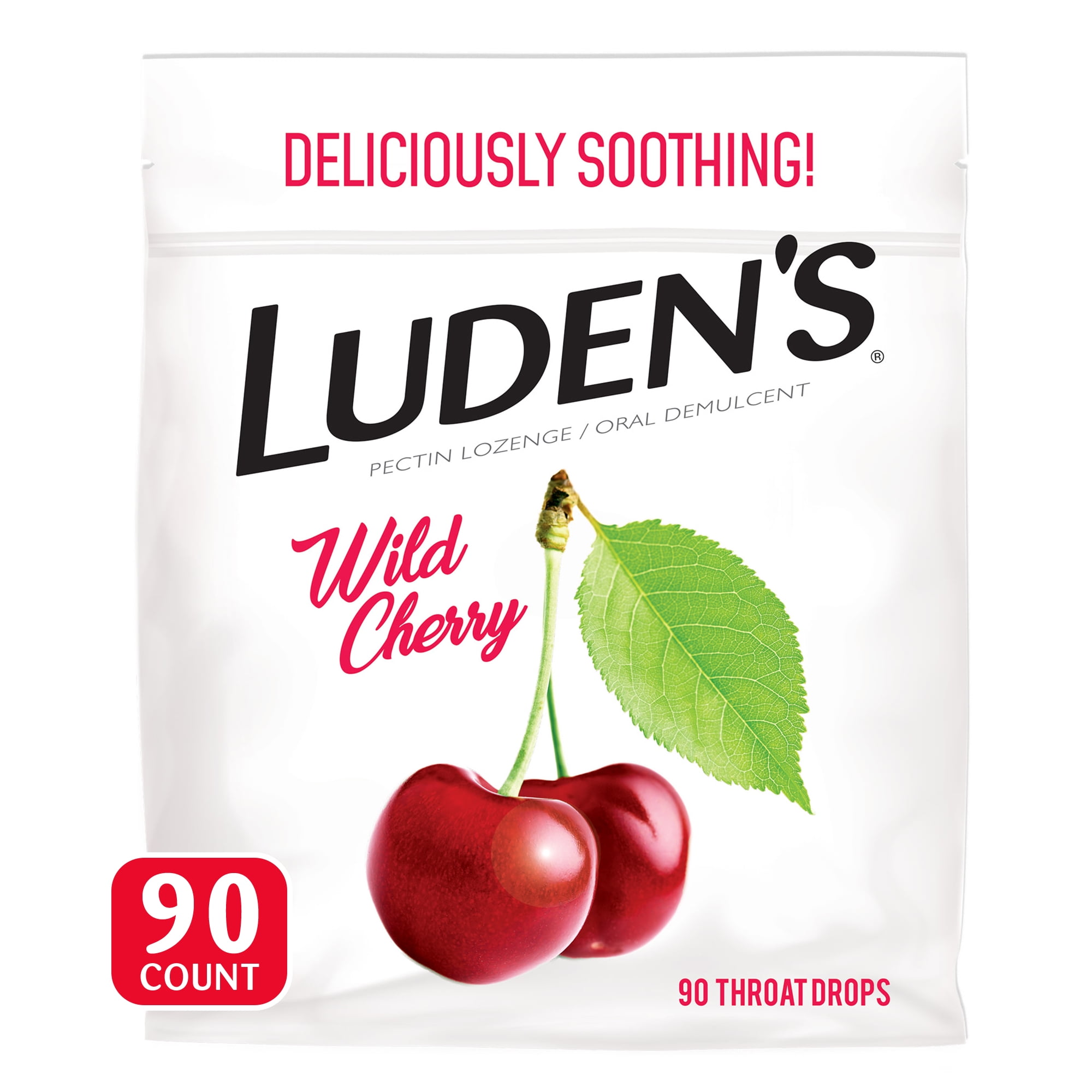 Luden's Wild Cherry Throat Drops, Sore Throat Relief, 90 Count