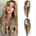 thumbnail image 2 of Gradient Gold Long Small Curly Wig for Women Themed Party Costume Wig Props for Wedding Birthday, 2 of 5