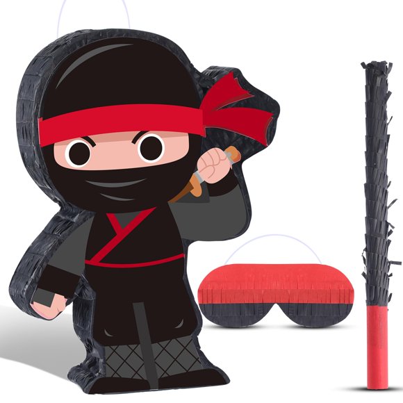 Piñata Harrycle Ninja Mini con venda en los ojos, bate y relleno de 42 cm