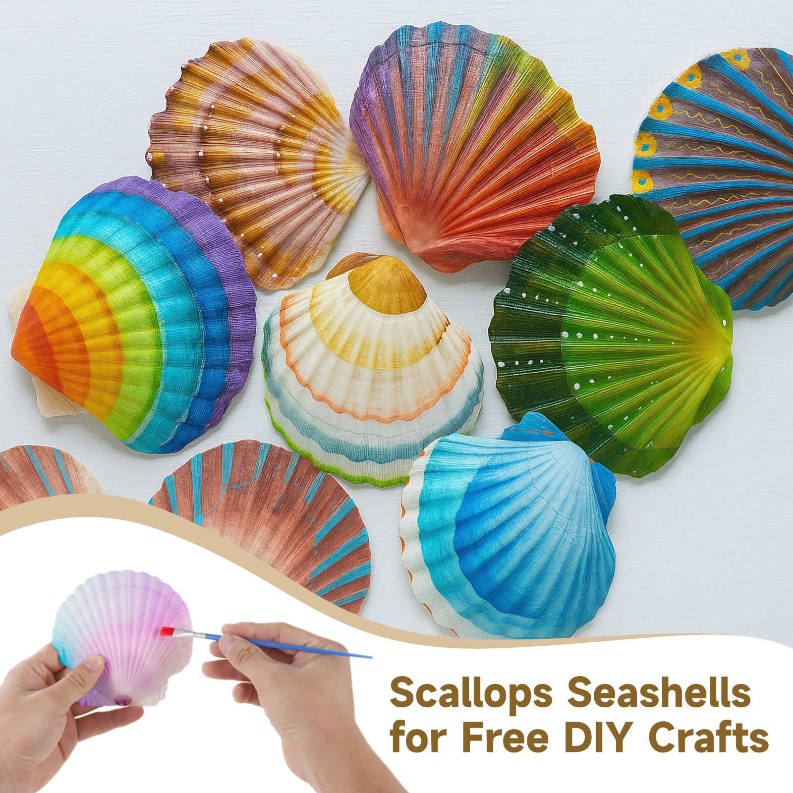 25 Pcs Scallops Shells, 4-5 Inches Large White Seashells, DIY Handcraft Materials, Perfect for Crafts Painting, Beach Theme Parties Wedding and Aquarium Fish Tank Decor