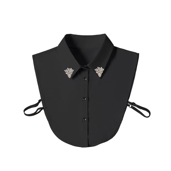 SHILINLANG Handcrafted Faux Diamond and Pearl Fake Collar Shirts Versatile Dickey Collar Half Shirt Collar for Women
