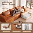 thumbnail image 4 of Aukfa Leather L-Shaped Sectional Sofa, Modular Boneless Couch with Right-Facing Chaise, Brown, 4 of 8