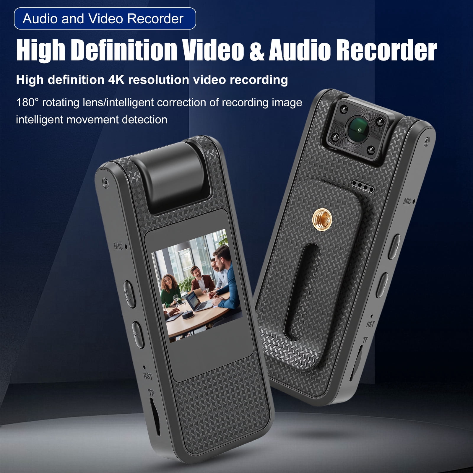 4K Body Camera with Audio & Video Recording, 1.4" Screen Wearable Sports Camera with Night-Vision, 180° Rotating Lens, Portable Small Personal Camcorder for Sport Outdoor Traveling Daily Recorder