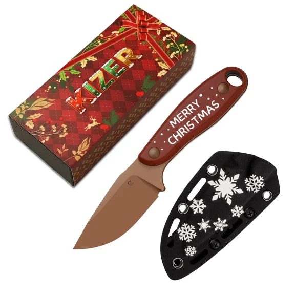 Kizer HARE Limited Christmas Edition Fixed Knife D2 Blade G10 Handle With Sheath 1077MC1