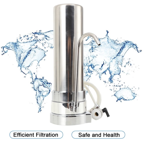 NICCOO New Countertop Water Filter System, 304 Stainless Steel 0.5 Micron Reduces Lead