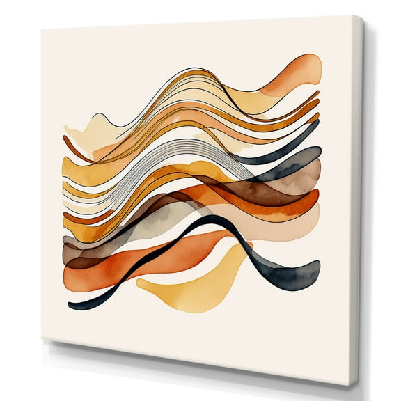 Designart Burnt Orange Waves Abstract I Canvas Wall Art
