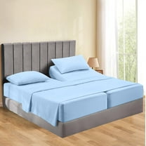 Split King 5 Piece Sheet Set - Breathable & Cooling, Luxury Sheets, 500 TC Egyptian Cotton Sheets, 100% Cotton Split King Sheet Set, 22-24" Inch Deep Pocket, Split King Size Light Blue Solid