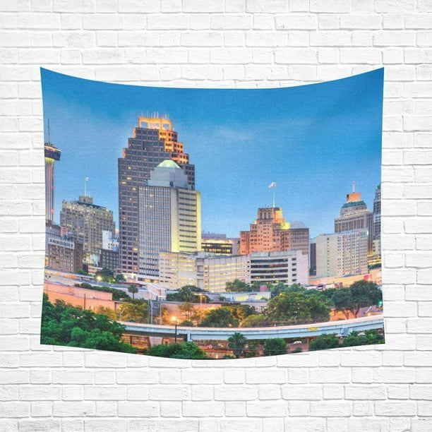 Cadecor San Antonio Texas Usa Skyline Home Decor Tapestry Wall Art 60x80 Inches Com - Home Decor San Antonio Texas