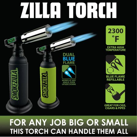 Smokezilla Refillable Butane Torch Lighter – Adjustable Flame, High Heat, Portable Multipurpose Design