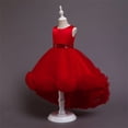 thumbnail image 5 of HBFAGFB Formal Dress Girls Fashion Kids Baby Spring Summer Ruffle Sleeveless Party Dress Red Size 110, 5 of 5