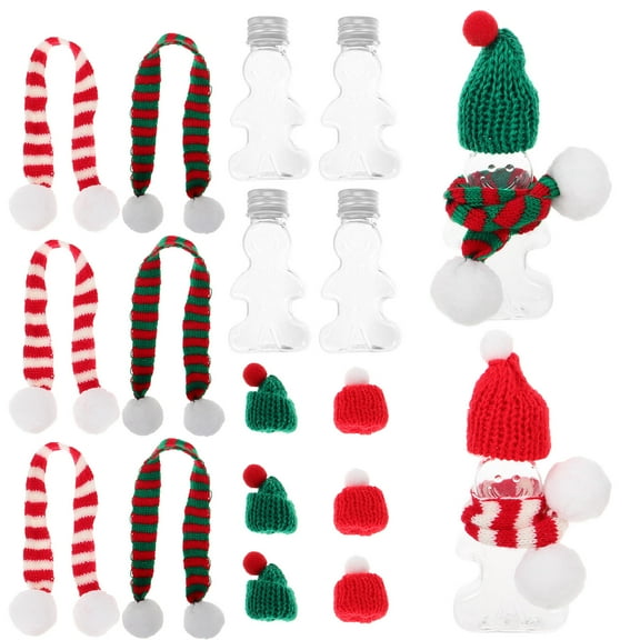 WHAMVOX 10Pcs Reusable Gingerbread Man Containers with Lids for Holiday Celebrations Plastic and Fabric 3.5X2.0X1.0in