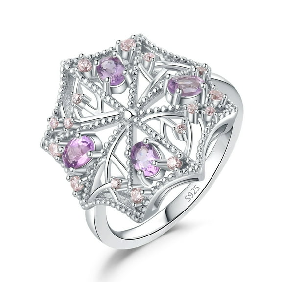 Jewelrypalace Umbrella 0.8ct Hollow Oval Lavender Color Genuine Light Amethyst Pink Purple Cubic Zirconia Statement Ring 925 Sterling Silver