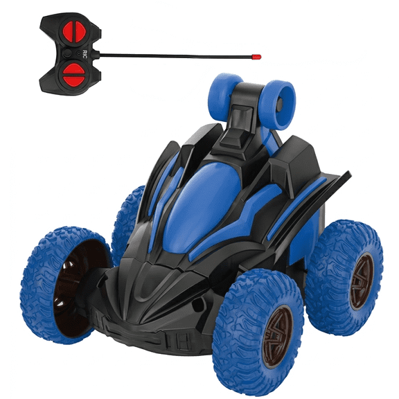 Remote Control Car for Kids, 2.4GHz RC Stunt Car with 360° Spins & LED Light Wheels, Double-Sided All-Terrain Racing Car Toy, Gift for Boys & Girls Ages 3-8 (Blue)