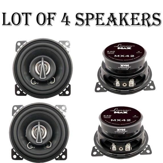 Lot of (4) New Lanzar MX42 4" 120 Watt 2-Way 4 Ohms Coaxial Speakers