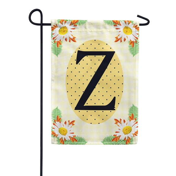 America Forever Spring Monogram Garden Flag Letter Z 12.5 x 18 inches Double Sided Vertical Outdoor, Yard, Lawn, Beautiful Bright Summer Flowers, Daisies, White Flowers, Polka Dots Garden Flag
