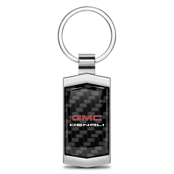 iPick Image for GMC Denali Real Black Carbon Fiber Chrome Metal Case Key Chain, Official Licensed