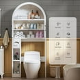 thumbnail image 4 of Over The Toilet Storage Cabinet, Freestanding Storage Organizer Cabinet, Farmhouse Space Saver with Paper Holder and Racks and Elegant Arched Design, for Bathroom, Laundry and Restroom, 4 of 14