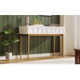 thumbnail image 4 of Modern metal leg double drawer dressing table, combining high-quality wood and metal, simple style, multifunctional dressing table, suitable for bedroom, living room, 4 of 9