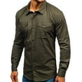 thumbnail image 4 of Chemise Homme Couleur Unie Multi-Poches Ajustée Manches Longues Col Rabattu, 4 of 8