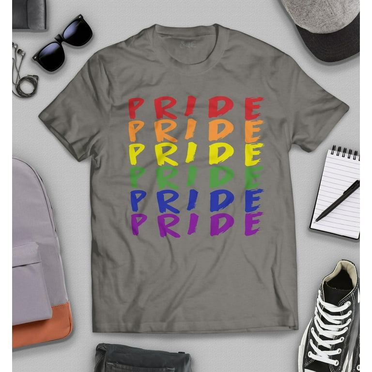 Deranex Men's Pride Rainbow Letter Print T-Shirt - LGBT Gay Graphic Tee, Short Sleeve Casual Top
