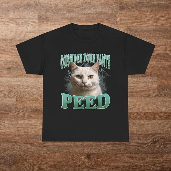 Consider Your Pants Peed Cat T-Shirt Funny Cat Meme Graphic Tee, Quirky Cat Lover Humor Shirt