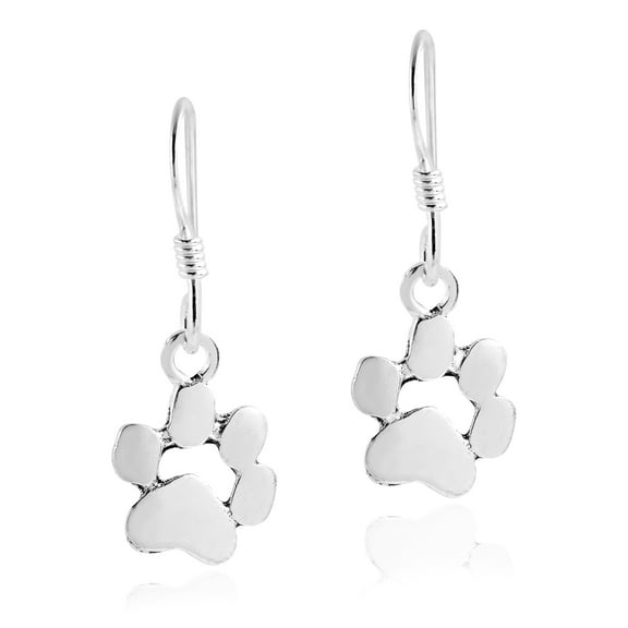 AeraVida Charming Gray Cat or Dog Paw Print Earrings for Animal Lover .925 Sterling Silver for Women Jewelry Gift