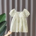thumbnail image 3 of vdgthytj Toddler Baby Girls Summer Dresses Cute Bowknot Floral Print Puff Short Sleeve Casual Beach Sundress 2-7 Years, 3 of 6